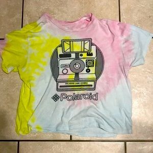 A used tie dye Polaroid shirt